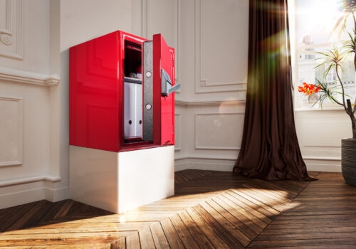 Fachgeschäft Weilheim 2 BW Tresor MTD 760 E FP Hochglanz rot Milieu Homeoffice 1